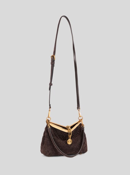 SMALL WOVEN SUEDE VELA BAG