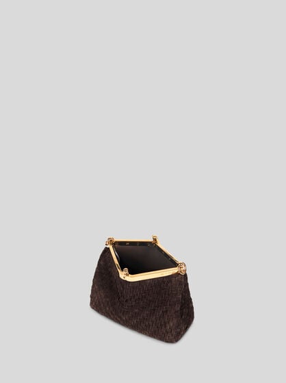 SMALL WOVEN SUEDE VELA BAG