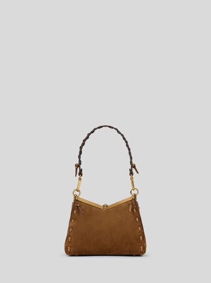 SMALL SUEDE VELA BAG WITH THREADING