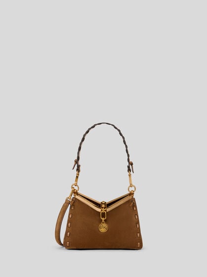 SMALL SUEDE VELA BAG WITH THREADING