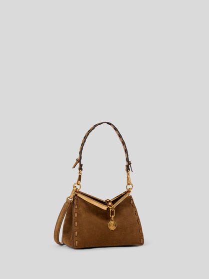 SMALL SUEDE VELA BAG WITH THREADING