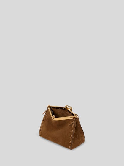 SMALL SUEDE VELA BAG WITH THREADING