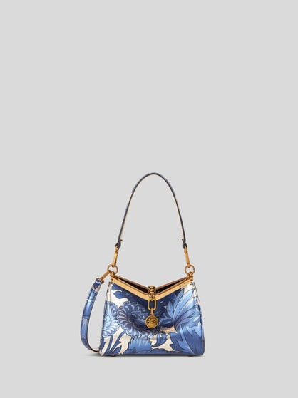 BORSA VELA PICCOLA LAMINATA CON FIORI