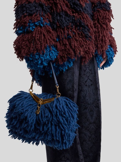 SMALL WOOL VELA BAG WITH FRINGING