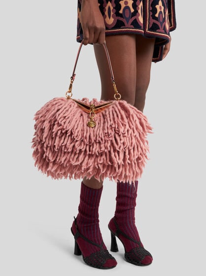 SMALL WOOL VELA BAG WITH FRINGING