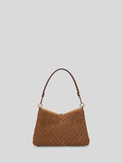 BORSA VELA MEDIA IN SUEDE INTRECCIATA