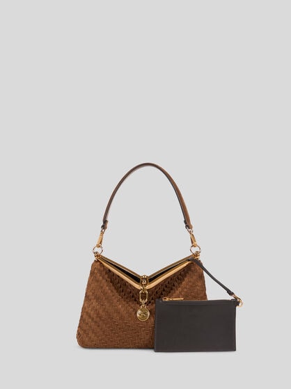 BORSA VELA MEDIA IN SUEDE INTRECCIATA