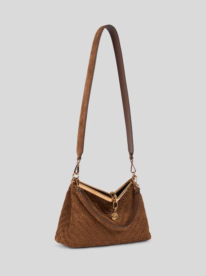 BORSA VELA MEDIA IN SUEDE INTRECCIATA