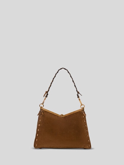 MEDIUM SUEDE VELA BAG WITH THREADING