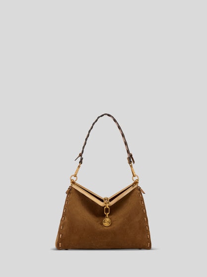 MEDIUM SUEDE VELA BAG WITH THREADING
