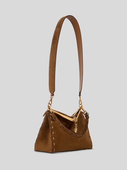 MEDIUM SUEDE VELA BAG WITH THREADING
