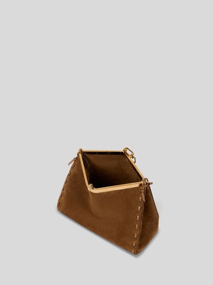 MEDIUM SUEDE VELA BAG WITH THREADING