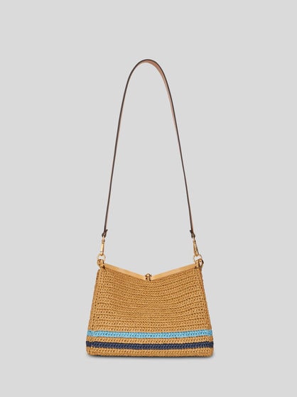MEDIUM RAFFIA VELA BAG WITH EMBROIDERY