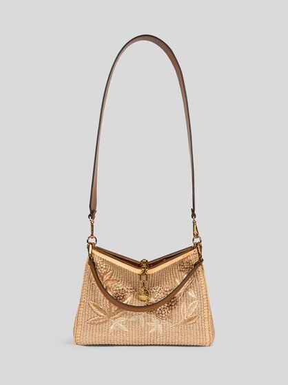 MEDIUM WOVEN RAFFIA VELA BAG