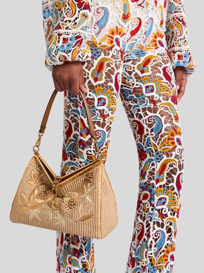 MEDIUM WOVEN RAFFIA VELA BAG