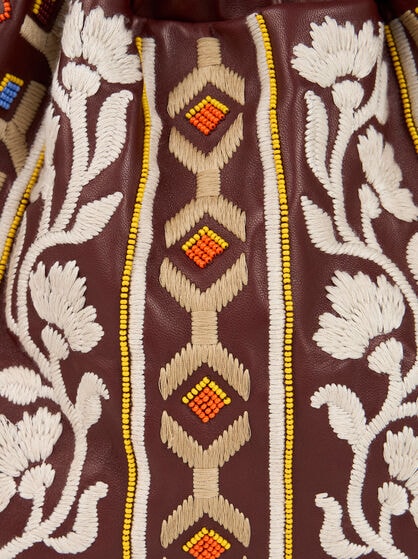 KALISPERA MEDIUM LEATHER BAG WITH EMBROIDERY