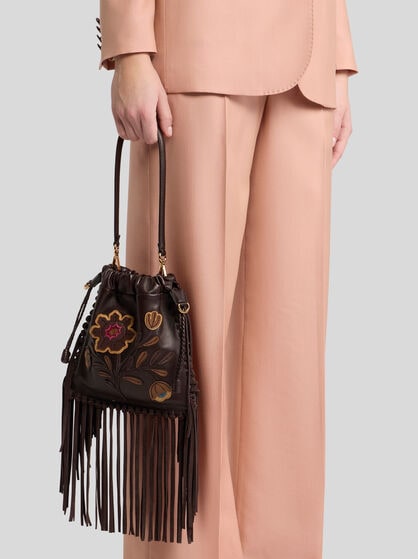 SMALL KALISPERA BAG WITH EMBROIDERY AND FRINGING