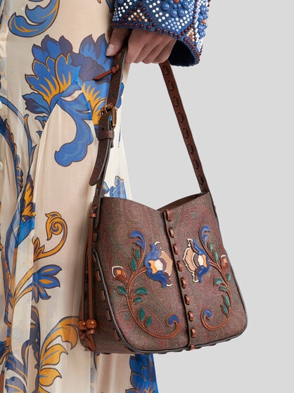 VULCANO BAG ARNICA 1984 WITH FLORAL EMBROIDERY