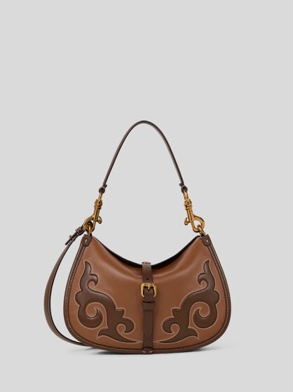MEDIUM LEATHER PONY BAG WITH TEXAN EMBROIDERY