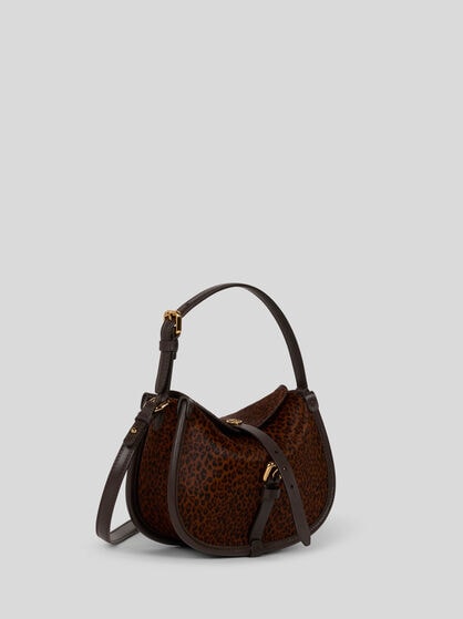 SMALL LEATHER PONY BAG WITH ANIMAL PRINT