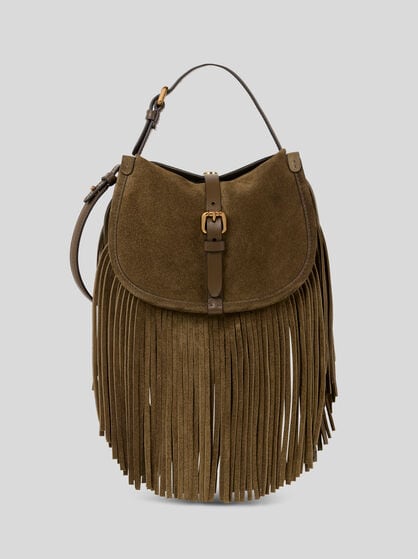 SMALL SUEDE PONY BAG WITH FRINGES