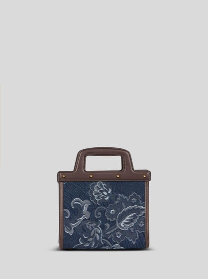 SMALL DENIM JACQUARD LOVE TROTTER BAG