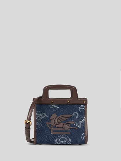 SMALL DENIM JACQUARD LOVE TROTTER BAG