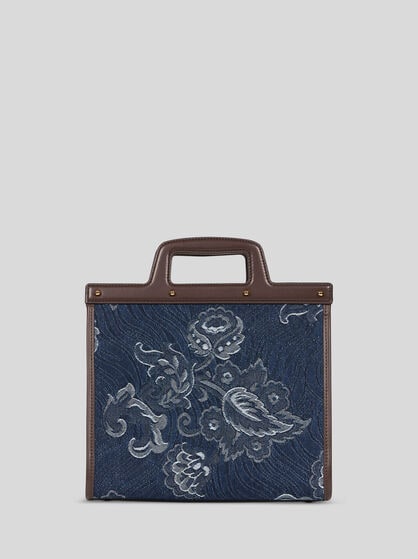 MEDIUM DENIM JACQUARD LOVE TROTTER BAG