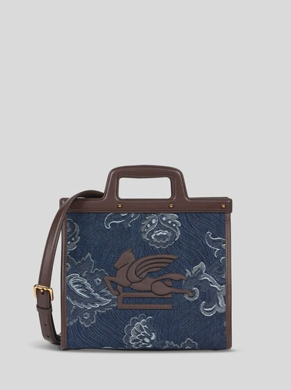 MEDIUM DENIM JACQUARD LOVE TROTTER BAG
