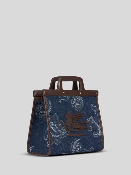MEDIUM DENIM JACQUARD LOVE TROTTER BAG