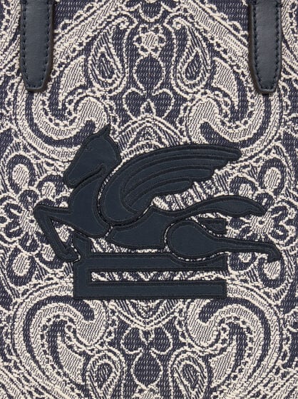 SMALL DENIM JACQUARD LOVE TROTTER BAG