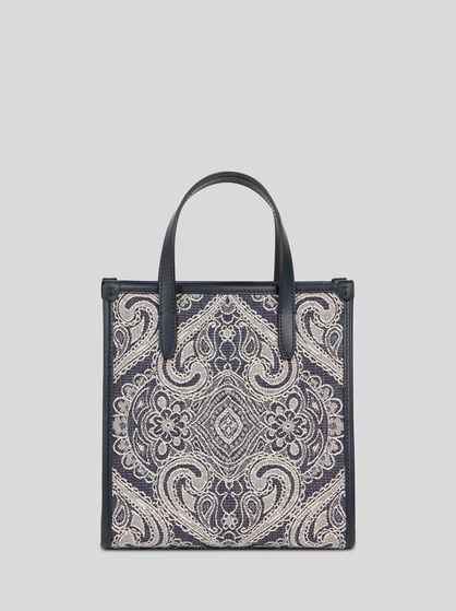 SMALL DENIM JACQUARD LOVE TROTTER BAG