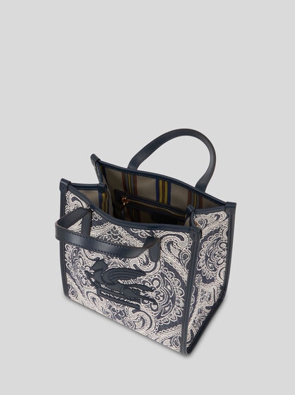 SMALL DENIM JACQUARD LOVE TROTTER BAG