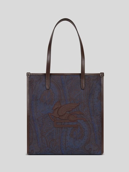 MEDIUM LOVE TROTTER BAG WITH BLUE PAISLEY MOTIF