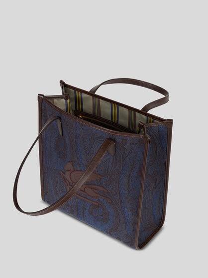 MEDIUM LOVE TROTTER BAG WITH BLUE PAISLEY MOTIF