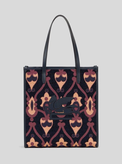 MEDIUM DENIM JACQUARD LOVE TROTTER BAG