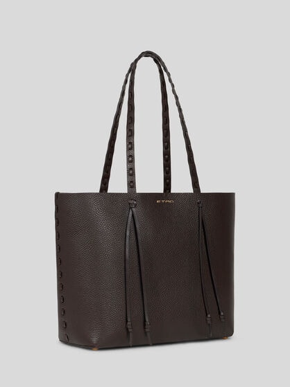 ETRO ESSENTIAL MEDIUM LEATHER TOTE BAG WITH THREADING