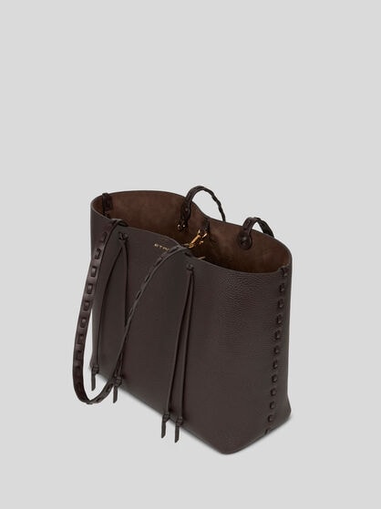 ETRO ESSENTIAL MEDIUM LEATHER TOTE BAG WITH THREADING