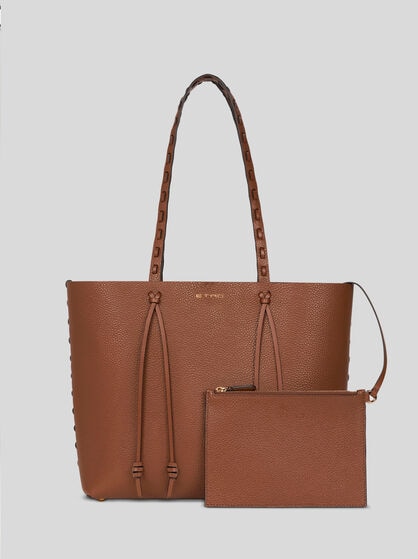 ETRO ESSENTIAL MEDIUM LEATHER TOTE BAG WITH THREADING