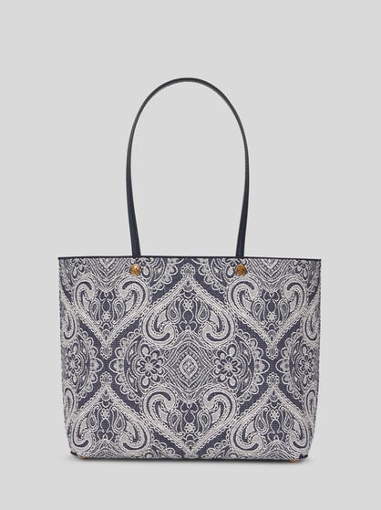 ETRO ESSENTIAL MEDIUM JACQUARD DENIM TOTE BAG