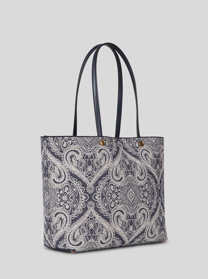 ETRO ESSENTIAL MEDIUM JACQUARD DENIM TOTE BAG