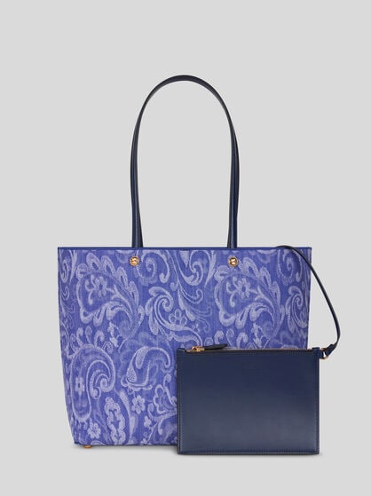 ETRO ESSENTIAL 미디엄 자카드 데님 토트 백
