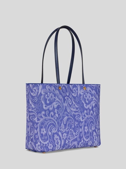 ETRO ESSENTIAL 미디엄 자카드 데님 토트 백