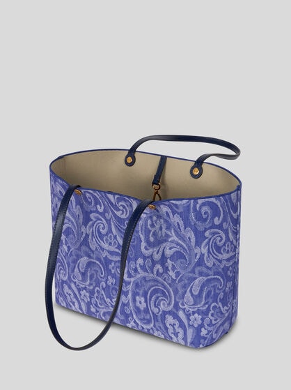 ETRO ESSENTIAL 미디엄 자카드 데님 토트 백