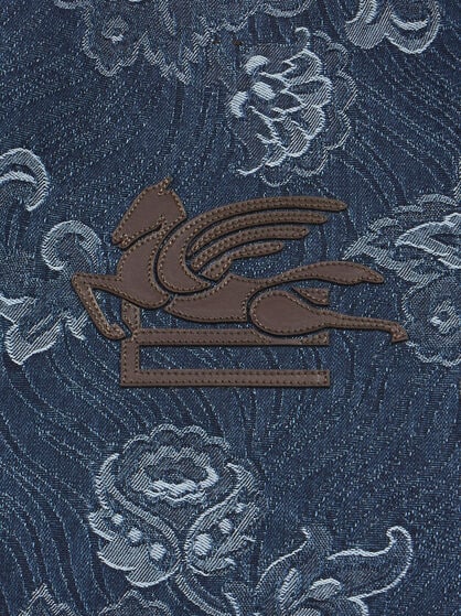 MEDIUM LIBRA TOTE BAG IN JACQUARD DENIM