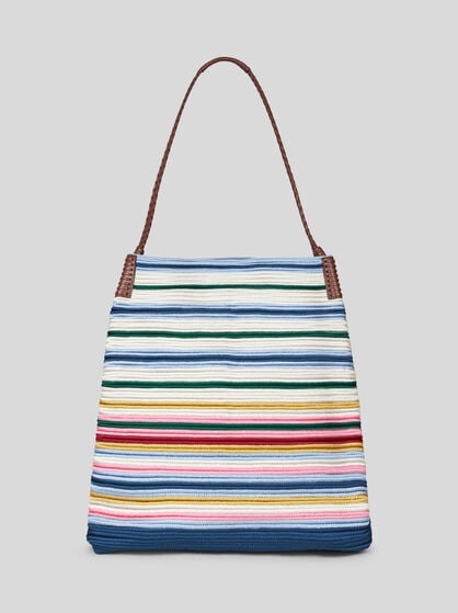 LARGE STRIPED LIBRA TOTE BAG