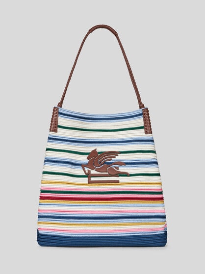 LARGE STRIPED LIBRA TOTE BAG