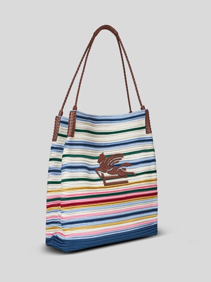 LARGE STRIPED LIBRA TOTE BAG