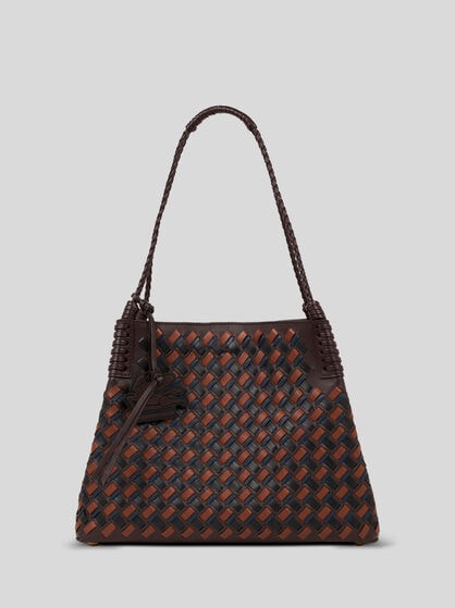 MEDIUM LIBRA TOTE BAG IN WOVEN LEATHER
