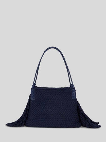 SMALL LIBRA TOTE BAG IN WOOL WITH FRINGING